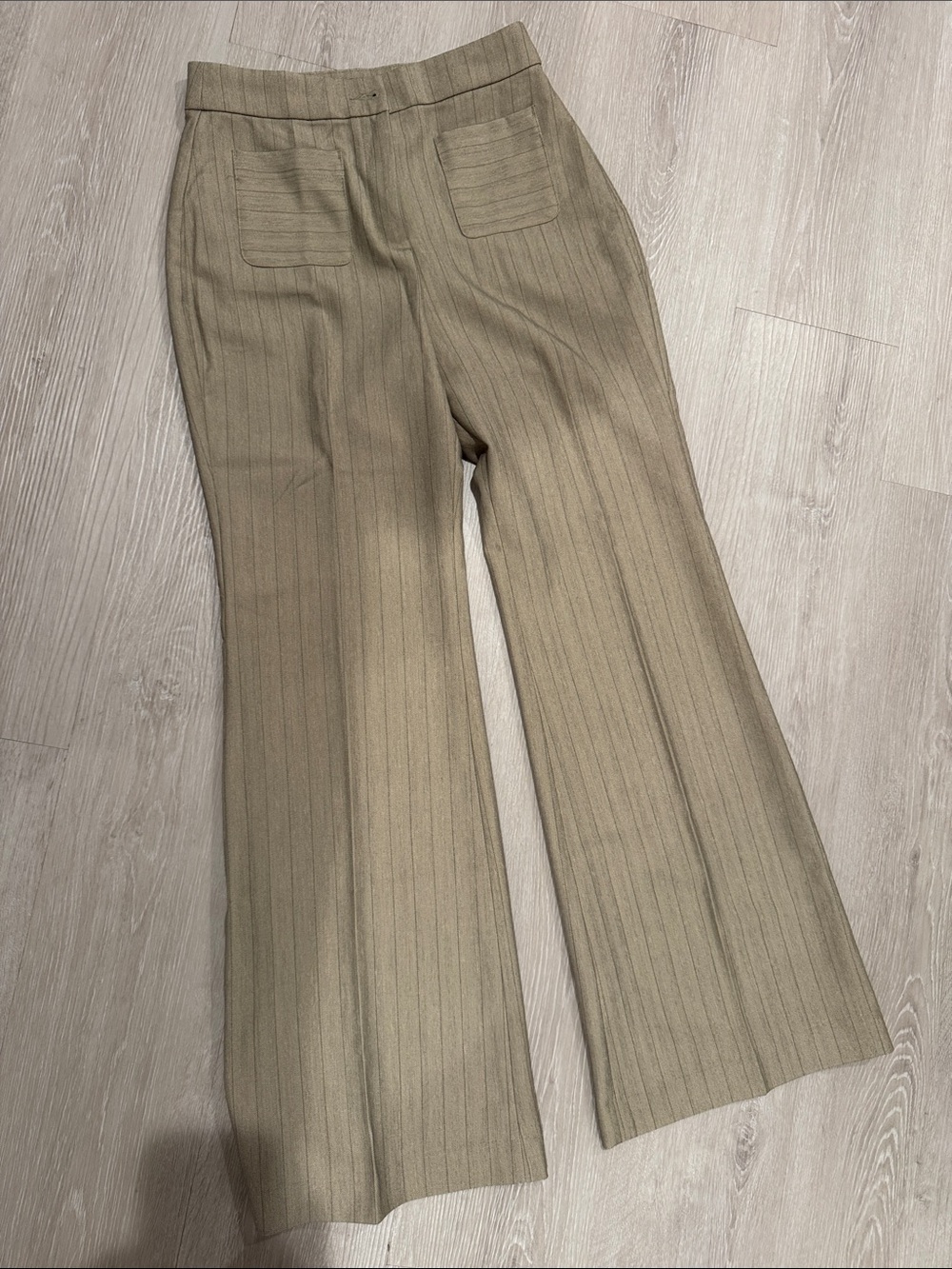 Women's Wide-Leg Pinstripe Pants in Taupe
